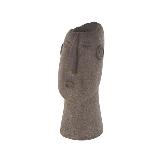 17" Textured Brown Woman Head Planter